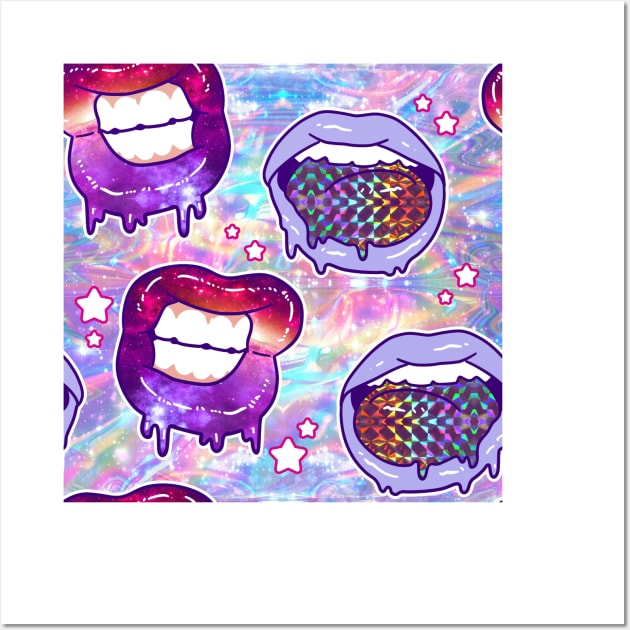 Holographic Slime Lips Pattern Wall Art by saradaboru